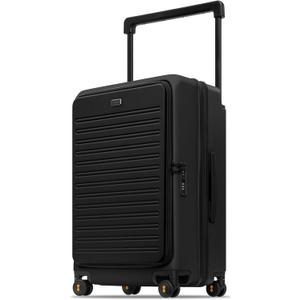 LEVEL8 Adventure Top Opening Luggage Airline Approved with Tsa Lock, 24 Inch Wide Handle Luggage with Spinner Wheels, Top Lid Opening Hardside Expandable Suitcases with Wheels, Black