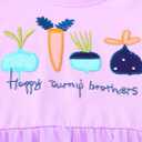 Toddler Girls Cotton Embroidery Applique Short Sleeve Dresses 2-7Y (Purple)