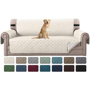 H.VERSAILTEX Reversible Couch Cover for 3 Cushion Cover Pet Friendly Sofa Cover for Dog Washable Furniture Protector Water Resistant Slipcover with Non Slip Elastic Strap(Sofa, Ivory/Beige)