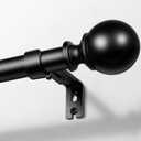 Zeerobee Curtain Rods for Windows 66 to 120, 1 Inch Adjustable Heavy Duty Black Curtain Rod, Outdoor Indoor Room Divider Modern Drapery Pole, 66-120"