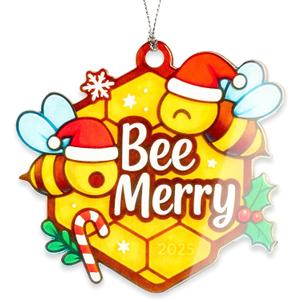 Bee Ornament, Bee Gifts, Christmas Ornaments 2025, Honeycomb Holiday Decoration, Cute Bumble Design for Tree, Unique Gift for Women, Funny Festive Ornament for Friends and Family