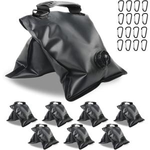 Boat Cover Water Bag with Hook, Marine Mooring Hanging Pouch Kit Boat Accessories, Windproof Winterizing Weight Waterbags, Each 17 lbs Capacity, Black, 8 PCS