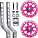 Training Wheels for Kids Bike, Flash Mute Wheel Adjustable Bicycle Stabiliser Mounted Kit Compatible for 12 14 16 18 20 inch Single Speed Bicycle (Pink)