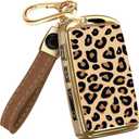 Lucrum Compatible with Mazda Key Fob Cover & Leather Keychain - TPU Case for 3, 6, CX-5 CX-9 CX-30 CX-50 CX-70 (2019-2025) (Leo Vibe)