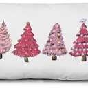 KEUSPI Pink Christmas Decor Pink Christmas Pillows Covers 12x20, Pink Christmas Decorations Christmas Pink Decor,Christmas Tree Pillow Covers,Pink Christmas Tree Decor for Christmas Bedroom Decor