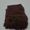 Chenille Throw Blanket for Couch 50"X 60", Soft Cozy Throws with Fringe Tassel for Bed Sofa Chair Cover, Lightweight Knitted Decorative Boho Blankets for Living Room, Dark Brown, 2