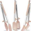 Tongs for Cooking, 12" Kitchen Tongs with Silicone Tips, Food Grade Serving Tongs Set of 3, Pink