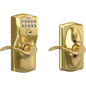 SCHLAGE FE595 CAM 505 16-234 10-027 Camelot by Accent Keypad Lever with Flex Lock, Bright Brass