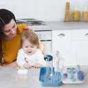 6 in 1 Baby Traveling Set Includes Straw Cleaner, Silicone Brush, Nipple Brush, Soap Dispenser, Drying Rack + Tray and Bottle Clip, Brush Washer, Newborn Essentials, Girl and Boy Gifts, Bule