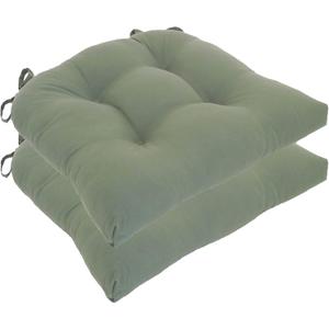 Arlee Micro Fiber Polyester Chair Pads, 2 Count (Pack of 1), Olive, 15L x 15W