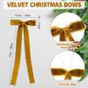 20 Pcs Bronze Large Velvet Christmas Bows 4.7" x 11" Big Pre Tied Handmade Fringe Velvet Ribbon Bows 1" Wide Rustic Crafts Gift-Bows with Twist Tie for Gift Wrapping Christmas Decor