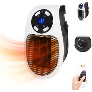 Ecowarm Plug in Heater, 500W Wall Outlet Electric Space Heater as Seen on TV, Small Portable Space Heater with Adjustable Thermostat & Timer & Led Display for Office Bathroom Bedroom Indoor Use (1PCS)