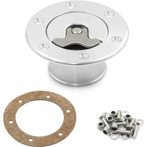 Billet Aluminum 35.5mm Fuel Cell Gas Cap Fuel Surge Tank Cap with 6 Hole Non-vented (Silver)
