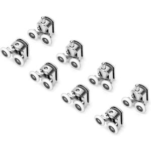 8Pcs Shower Door Double Wheels 25mm Diameter (Zinc Alloy+ABS) for Bathroom Bearing Pulleys/Runners Top/Bottom Replacement Parts (4 Upper Wheels + 4 Lower Wheels -25mm-8Pcs)