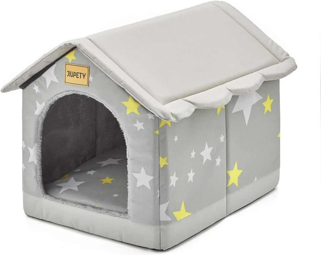 Jiupety Cozy Pet Bed House, Indoor/Outdoor Pet House, S Size for Cat and Small Dog, Warm Cave Sleeping Nest Bed for Cats and Dogs, Gray