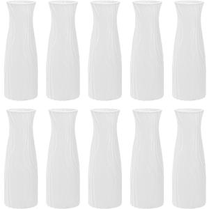 SOUJOY 10 Pack Composite Plastic Flower Vase, White Tall Conic Floral Vase Home Decor Centerpieces, Unbreakable Vase for Decor Living Room