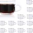 QAPPDA Clear Coffee Mug With Handle 6 oz, Glass Tea Latte Cappuccino Mug Set of 12 KTZB58