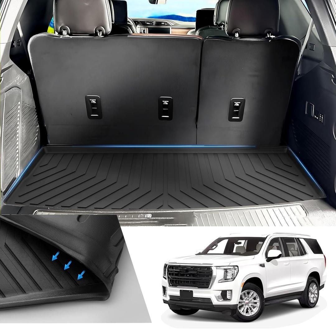 T TGBROS Custom Fit Cargo Mat for 2021-2023 Chevrolet Tahoe/GMC Yukon Behind The 3rd Row Seats All Weather Cargo Liner Rear Trunk Liner Non-Slip TPO Odourless