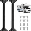 27 RV Table Leg and Base Mount Set, Camper Table Legs and Base Mounting Kit - Black Matte Finish, Fit for Camper, Trailer, Boat, Yard, Including 2 Legs & 4 Bases