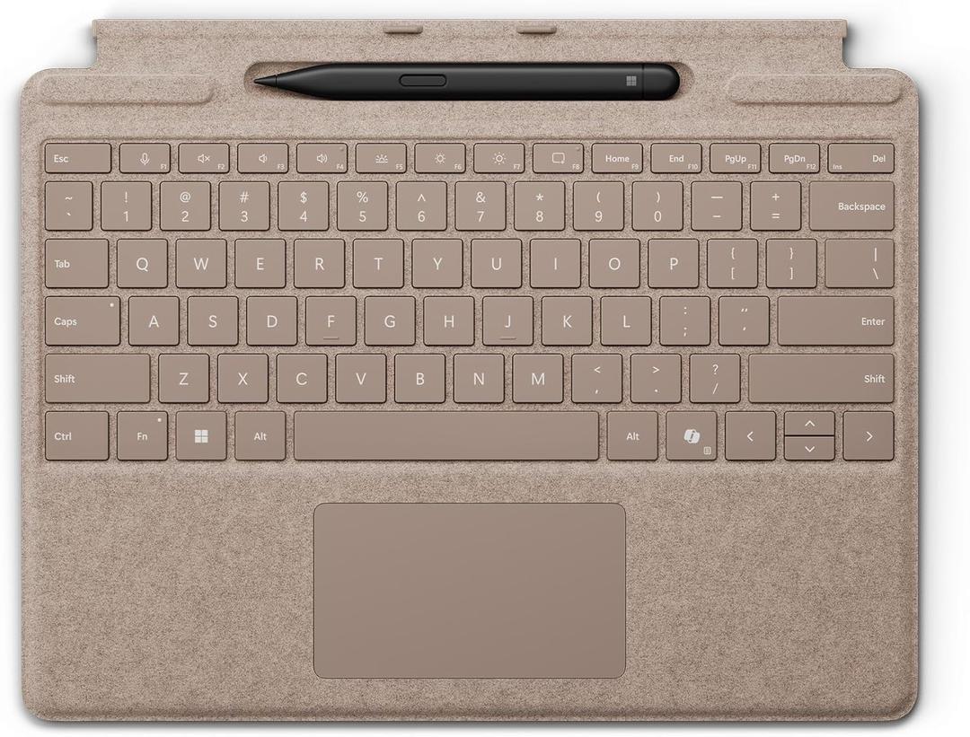 Microsoft Surface Pro Keyboard with Slim Pen 2 Bundle for Pro Copilot+ (11th Edition), Pro 9 and Pro 8, Alcantara Material, Dune Microsoft Surface Pro Keyboard with Slim Pen 2 Bundle for Pro Copilot+ (11th Edition), Pro 9 and Pro 8, Alcantara Material, Dune