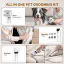 Dog Grooming Vacuum, Dog Grooming Kit with Pet Clipper Nail Grinder, 3 Suction Modes Dog Brush Vacuum with 6 Pet Grooming Tools (White)