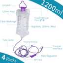 VWJ 3 Packs E-nteral Delivery Gravity Bag, 1200ML Gravity Feeding Bag, Disposable E-nteral N-utrition Bag, Large Bore