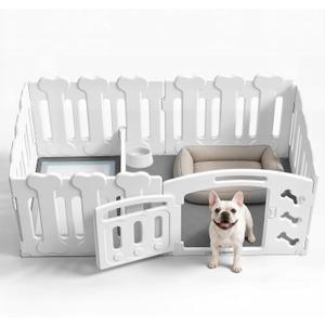 Dog Playpen with Divider & Washable Floor Pad, 6-Panel Indoor Puppy Playpen for Small Dogs & Puppies, 24" Tall Premium HDPE Panels, 60"x30"x24", Tool-Free Setup (White)