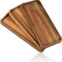 Wooden Serving Platter, 11.8 x 5.1 Inch, Set of 3, Acacia Wood Tray, Perfect for Serving Charcuterie, Desserts, Dips, Sushi, Parties, Family Gatherings, Weddings, and Home Decor, by GNIEMCKIN.