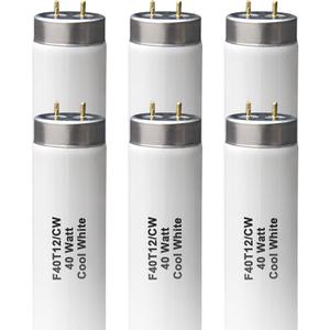 (6Pack) T12 4FT Fluorescent Bulb,F40T12/CW 40W 48inch Light Tube,4100K Cool White,Replaces F40T12/CW/Supreme,F40CWX,Medium Bipin(G13) Base, 2600 Lumens