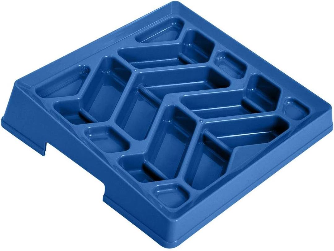 Leash Boss Slow Feeder Dog Bowl for Flat Face Breeds, Tilted Slow Feed Bowl for Dogs & Cats, Slanted Maze Food Bowl for French Bulldogs, Pugs, Boston Terriers, Flat Face Dog Bowls Large, Small Breed (Blue)