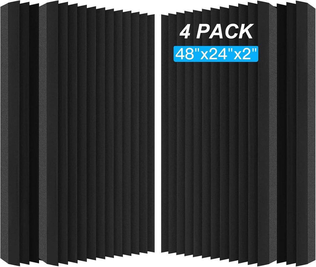 4 Pack Sound Proof Foam Panels, 48"×24"×2" Soundproof Wall Panels