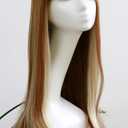 Ginger Brown Blonde Highlights Mixed Fringe Wig With Bangs Heat Resistant Synthetic Wig Loose Wavy Body Wave Wigs Girls Fashion Costume Wig