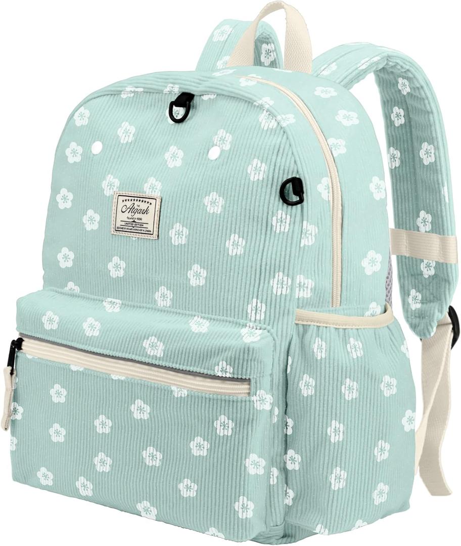 Corduroy Toddler Backpack for Girls 2-5: Preschool Backpack for Girls (Blue Sakura Corduroy)