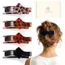 Medium Flat Hair Clips for Women, French Flat Claw Clips for Thin Thick Hair, Duckbill Hairclips for Driving, Doing Yoga, Strong Hold and Non Slip-Tortoise Design-4 Pcs