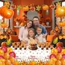 Thanksgiving Party Decorations Set, Turkey Themed Backdrop,Tablecloth, Balloons, Cake Toppers, Fall Theme Party Supplies