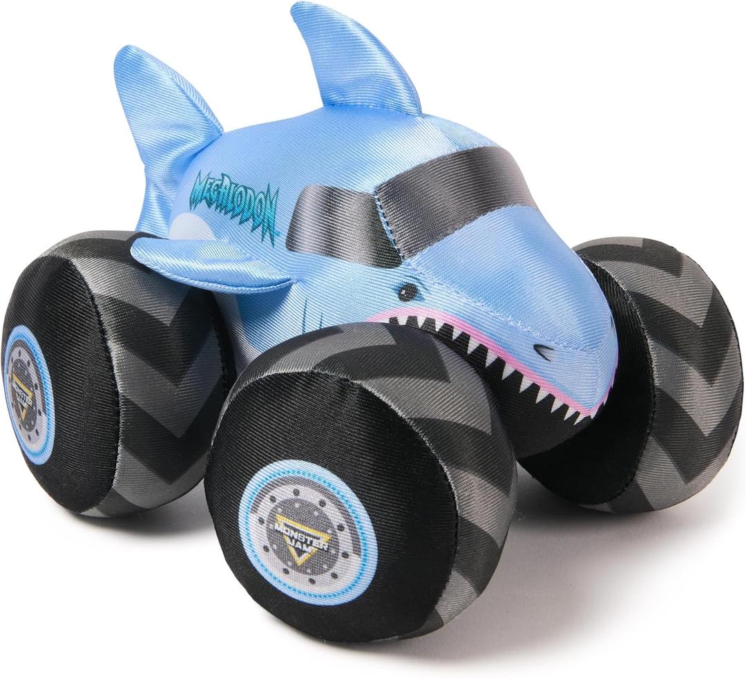 Monster Jam Official Megalodon Monster Truck with Sound, Plush Toy, Shark Monster Truck for Boys and Girls, Kids Toys for Ages 3 and Up, 7