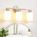 DIDUIO Brushed Nickel 3-Light Bathroom Vanity Light Modern Bathroom Light Fixtures Nickel Vanity Lights with Eye-Friendly Milky White Frosted Glass Shades E26 Socket (Bulbs Not Included)