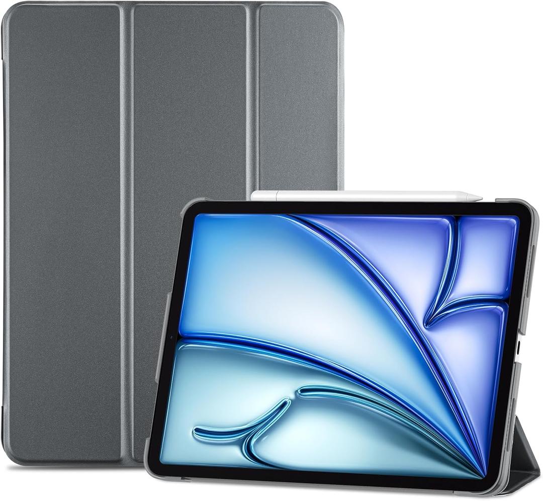 ProCase Smart Case for iPad Air 11-inch M4 (2026, 8th Gen) / M3 (2025) / M2 (2024) & 10.9 Inch iPad Air 5th (2022) & 4th (2020)  Protective Hard Back Cover with Auto Sleep/Wake - Grey