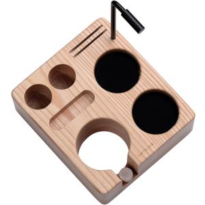 Normcore Compact Tamping Station, Wood Espresso Accessory Tool Organizer, Tamper WDT Holder Portafilters Stand For 51mm 54mm Espresso Machine, Adjustable Height, Solid American Ash Wood