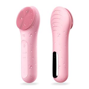 NgraCoola CLIE Facial Cleansing Brush, Waterproof and Rechargeable Electric Face Scrubber for Men & Women, Exfoliating, Massaging, and Cleansing - Pink