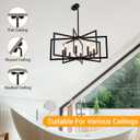 Black Chandelier for Dining Room 8-Light Farmhouse Chandelier,Modern Geometric Industrial Meta Pendant Light Fixture Adjustable Height Hanging Lighting for Dining Room,Living Rooms,Villas,Entryway