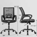BestOffice | Ergonomic Office Chair | Mid-Back Swivel Desk Chair | Breathable Backrest & Lumbar Support | Adjustable Height | Sponge Seat | Rolling Wheels | Black | for Adults & Women | Pack of 2