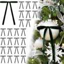 24Pcs Velvet Ribbon 5 x 7 Inch Christmas Ribbon 3/8 Inch Wide Christmas Bows Vintage Velvet Bows for Christmas Tree Dark Green Bows for Christmas Tree Decorations