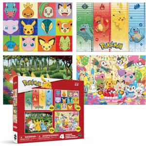 Buffalo Games - Pokmon 4-in-1 Kids Jigsaw Puzzle Multipack - 48, 72 & 100 Piece Puzzles - Colorful Character Art - Preschool Learning Activity -Ages 3-6+ - Birthday for Boys & Girls