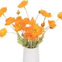 Artificial Poppy Flowers, 5 Bundles Faux Poppies with Stems for Floral Arrangements - Wedding, Home, Office, Party Table Centerpiece Decor (Orange)