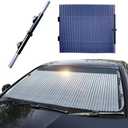 Yourkar Car Retractable Windshield Sun Shade, 25.6"×60" Large Sunshade Protector Blocks 99% UV Rays, Auto Retractable Front Windshield Sunshade for Trucks, SUVs, Car Accessories