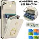 Asuwish Phone Case for Samsung Galaxy S24 Plus S24+ 5G Wallet Cover with Tempered Glass Screen Protector and Wrist Strap Ring RFID Blocking Card Holder Cell S24plus 24S + S 24 24+ Women Men Off White