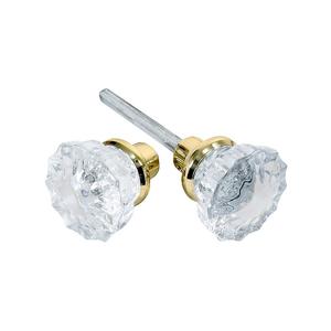 Tuff Stuff Tools Mortise Lock Crystal Glass Door Knob Replacement Set, Brass Finish Base,