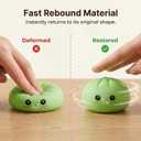 Dumpling Squishy Toy with Bubble Blowing Feature, Squishy Dumpling Stress Relief Toy, Cute Bao Bun Squeeze Toy with Steamer Box, Soft Sensory Fidget Desk Toy Gift (2, Green)