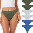 Jo & Bette Seamless Thongs for Women - High Waist Panties 6 Pack - Thong Underwear Pack Breathable No show Sports (L)